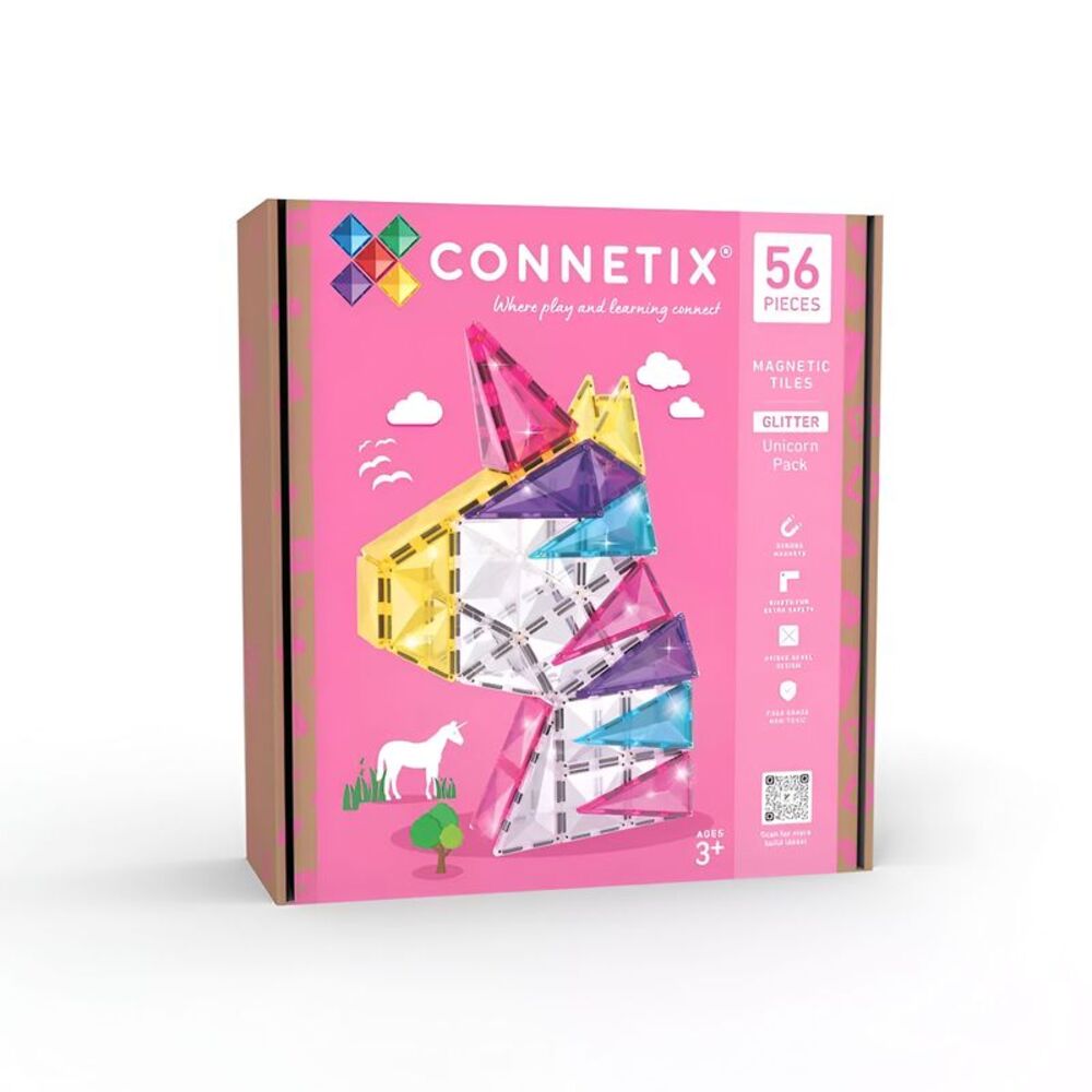 CONNETIX -  Magnetic Tiles Glitter Unicorn Pack 56pc Pink
